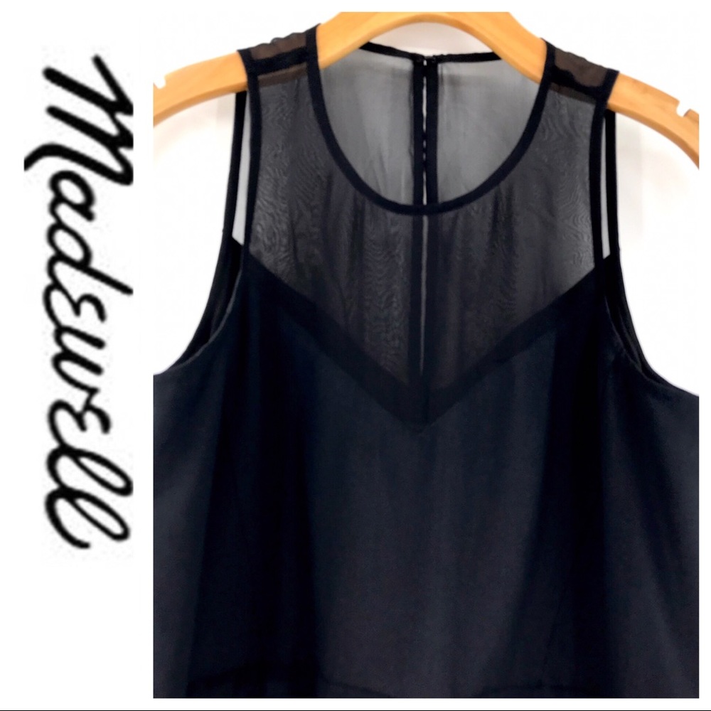 💕SALE💕 NWT Madewell Black Silk Parkwell Dress - Picture 8 of 11